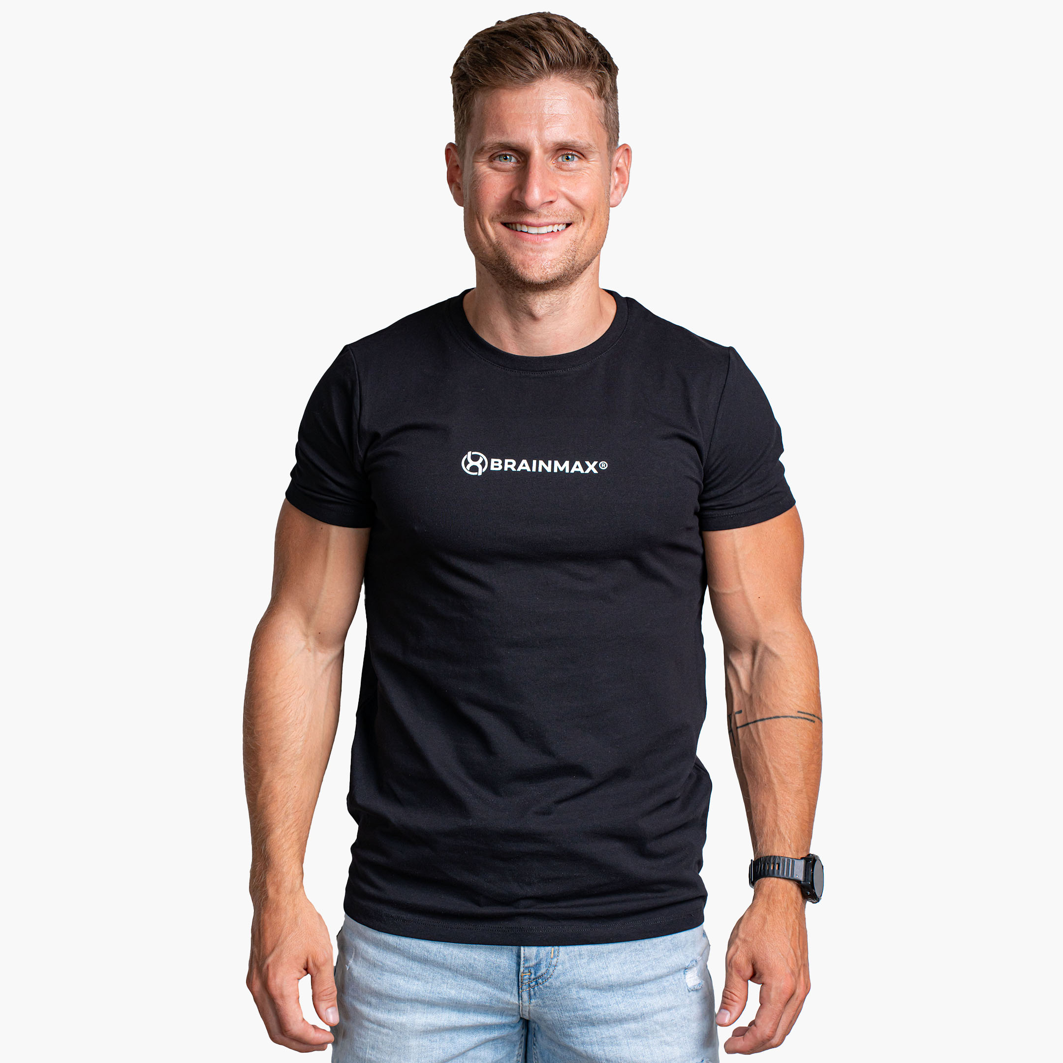 t-shirt brainmax z czarnymi detalami